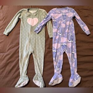Kids One Piece Pajamas - Green and Purple